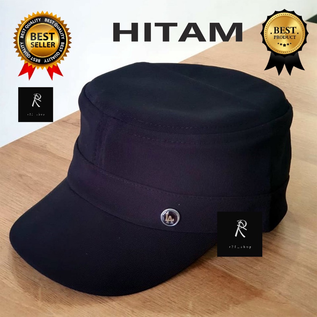 r2f Topi Pria Komando Ada Pin Bahan Tebal / Topi Komando Polos / Topi Distro Pria Keren