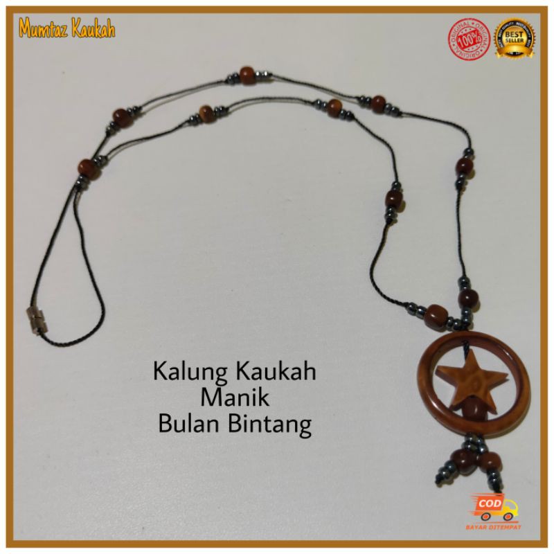 Kalung kaukah manik tali bulan bintang original asli kayu koka kokah kokkah kauka kaoka kaokah