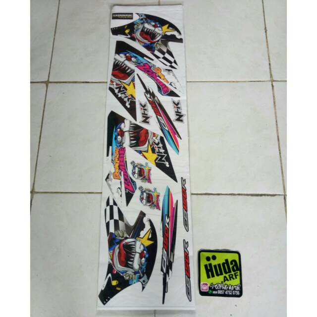 striping/lis/sticker variasi CB150R lama/old "DORAEMON ZOMBIE" hitam-biru-merah-putih