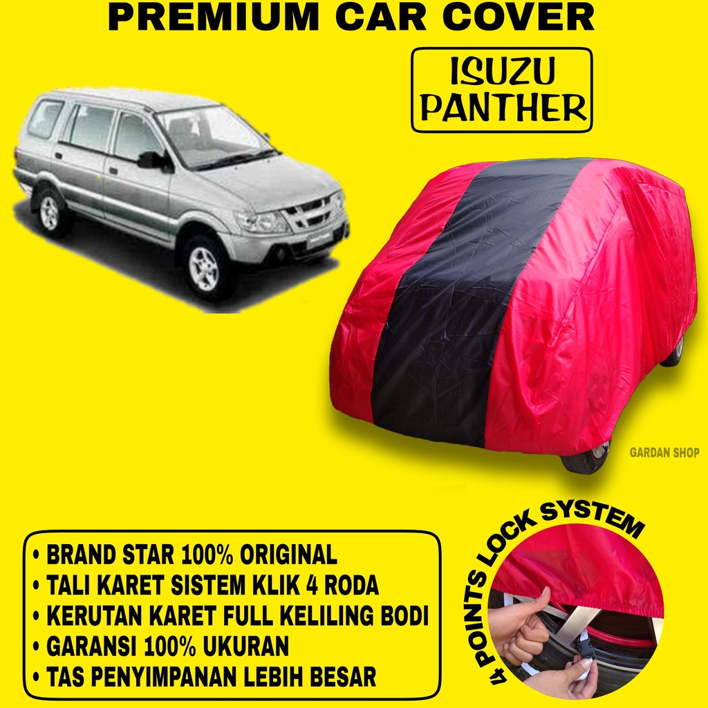 Body Cover ISUZU PANTHER MERAH HITAM Penutup Bodi Mobil Isuzu Panther Waterproof PREMIUM