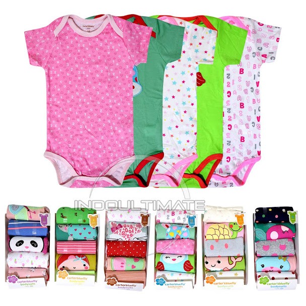 5pc Baju Bayi Newborn Jumper Bayi Jumsuit kaos atasan Bayi baru lahir 0-2 tahun perempuan BC-01-4