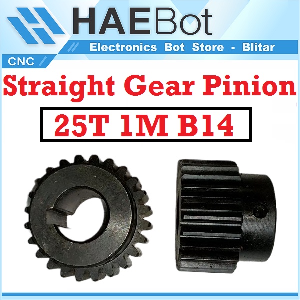 [HAEBOT] Straight Rack Gear Pinion Rackgear 25T 1M B14 14mm Lurus CNC Mesin Spur Module Router Plasma Bore 14 Industri Laser