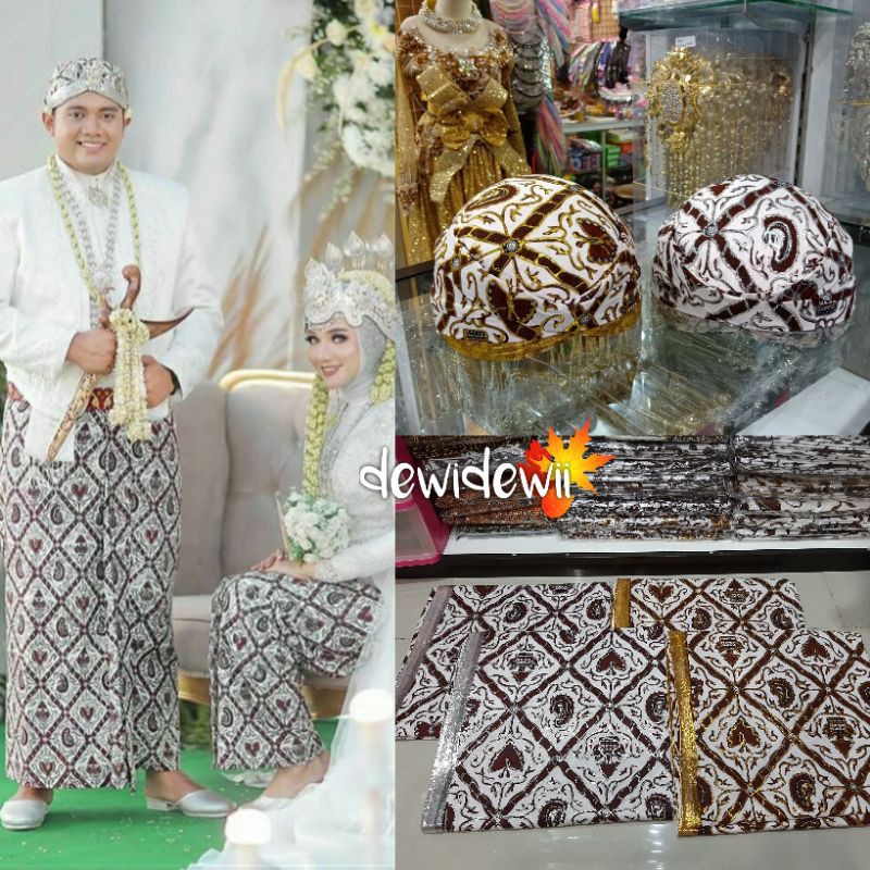 Sepasang Jarik Prodo Pengantin + Blangkon, Motif Sido luhur