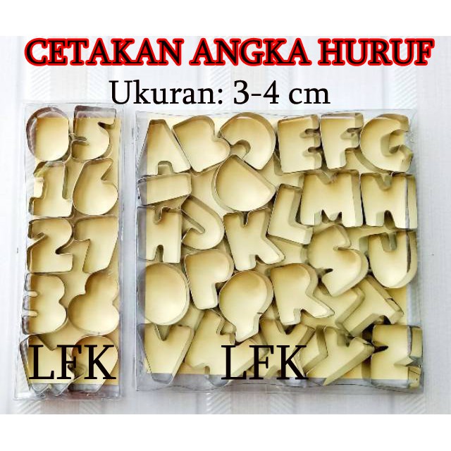 CK 4CM CETAKAN STAINLES ANGKA HURUF SET COOKIE CUTTER NUMBER ALPHABET ABC 123 STAINLESS ALAT DEKORAS