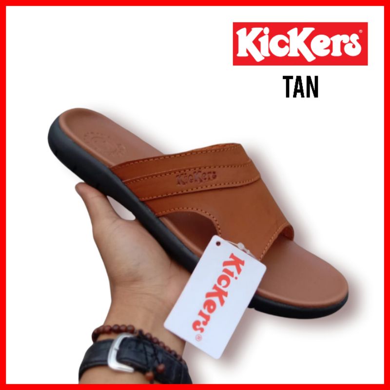 SANDAL SELOP PRIA KICKERS KULIT / SENDAL SLIDE COWOK PROMO / SANDAL LEBARAN DISTRO FORMAL DAN KASUAL