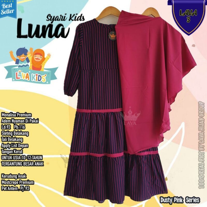 Gamis Set Syar'i Kids Luna ORI LAVA