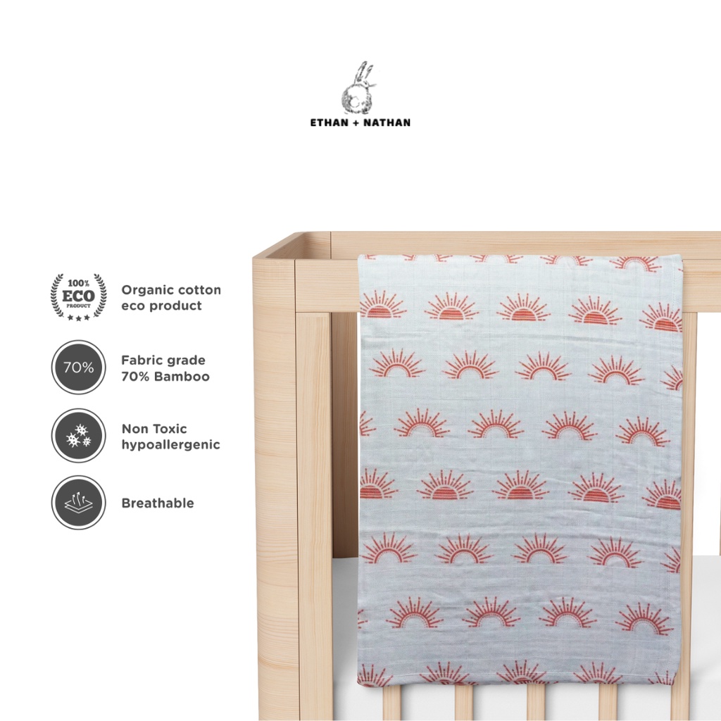 Ethan+Nathan Swaddle Blanket / Bedong Bayi Pattern - Orange Sun