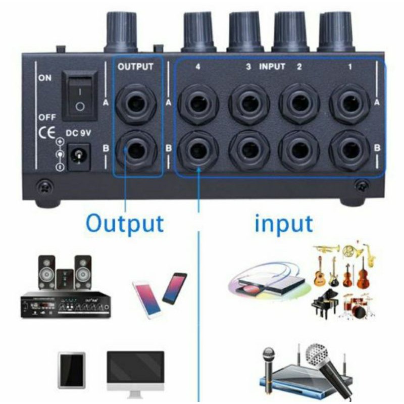 Mixer Karaoke 8 Channel Am-228 Ammoon Professional Console Karaoke