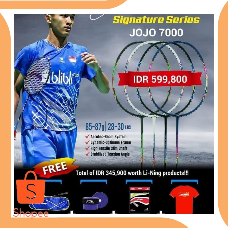 Jual accessories PROMO-Raket Badminton LINING JONATHAN CHRISTIE JOJO 7000 O Diskon