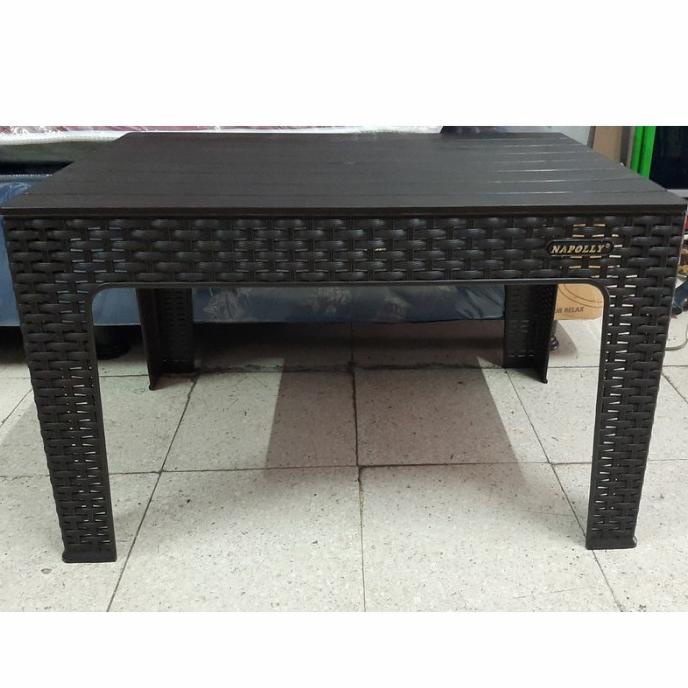Meja Plastik Napolly Motif Rotan Ruang Tamu Panjang Kuat Ringan Bagus