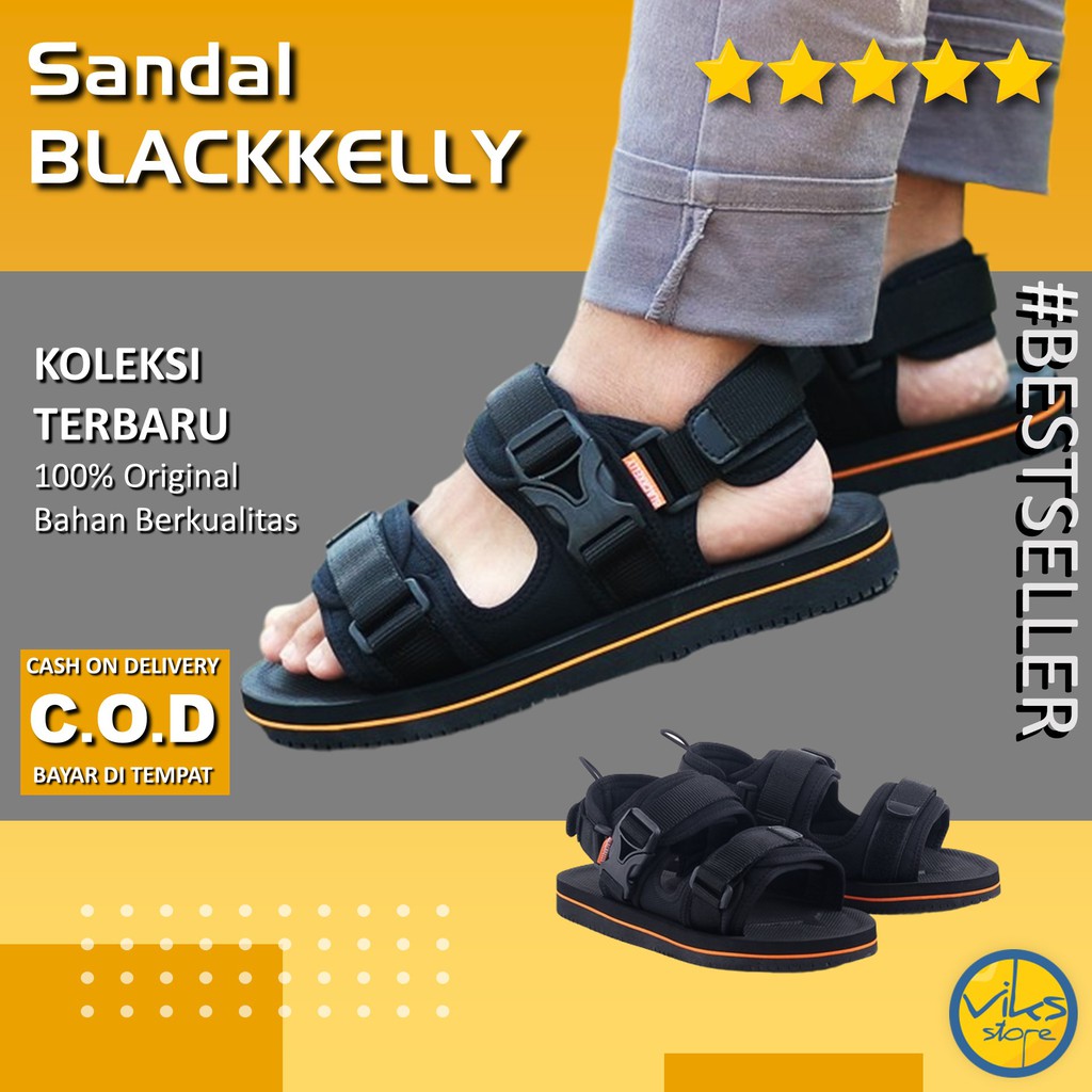 Sandal Gunung Pria Cowok Sendal Hitam Santai Casual Style Sendal Distro Fashion Blackkelly Original