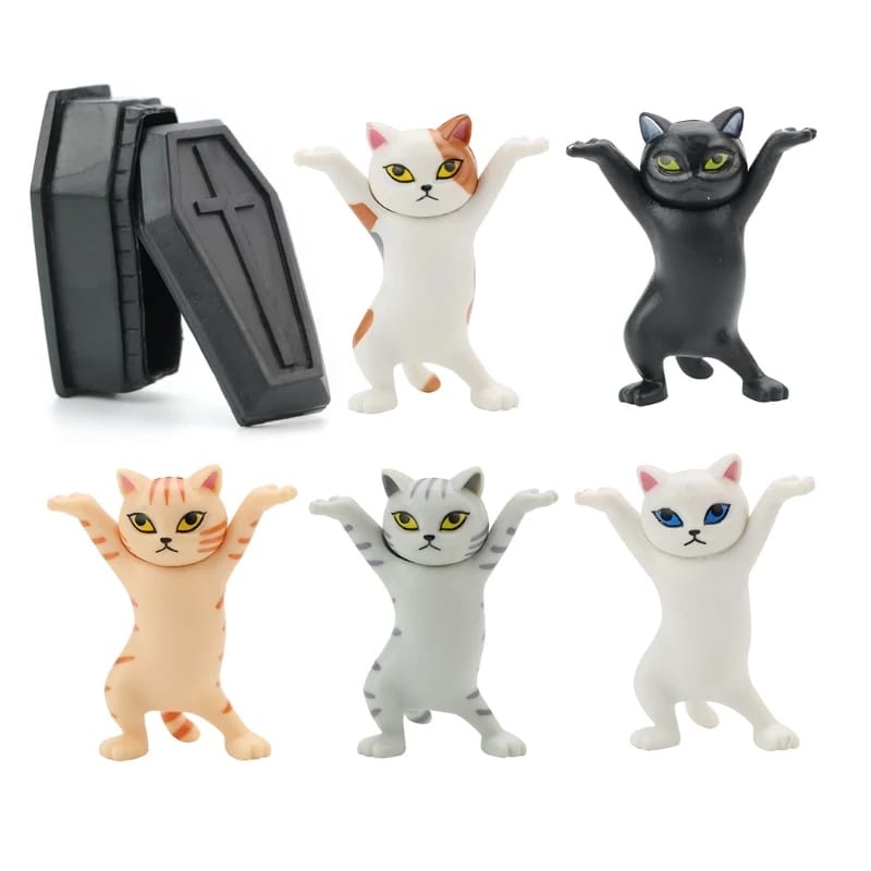 Set Action Figure Kucing Cat Coffin Dance Angkat Peti Mati Isi 5 Cat 1 Peti Mati