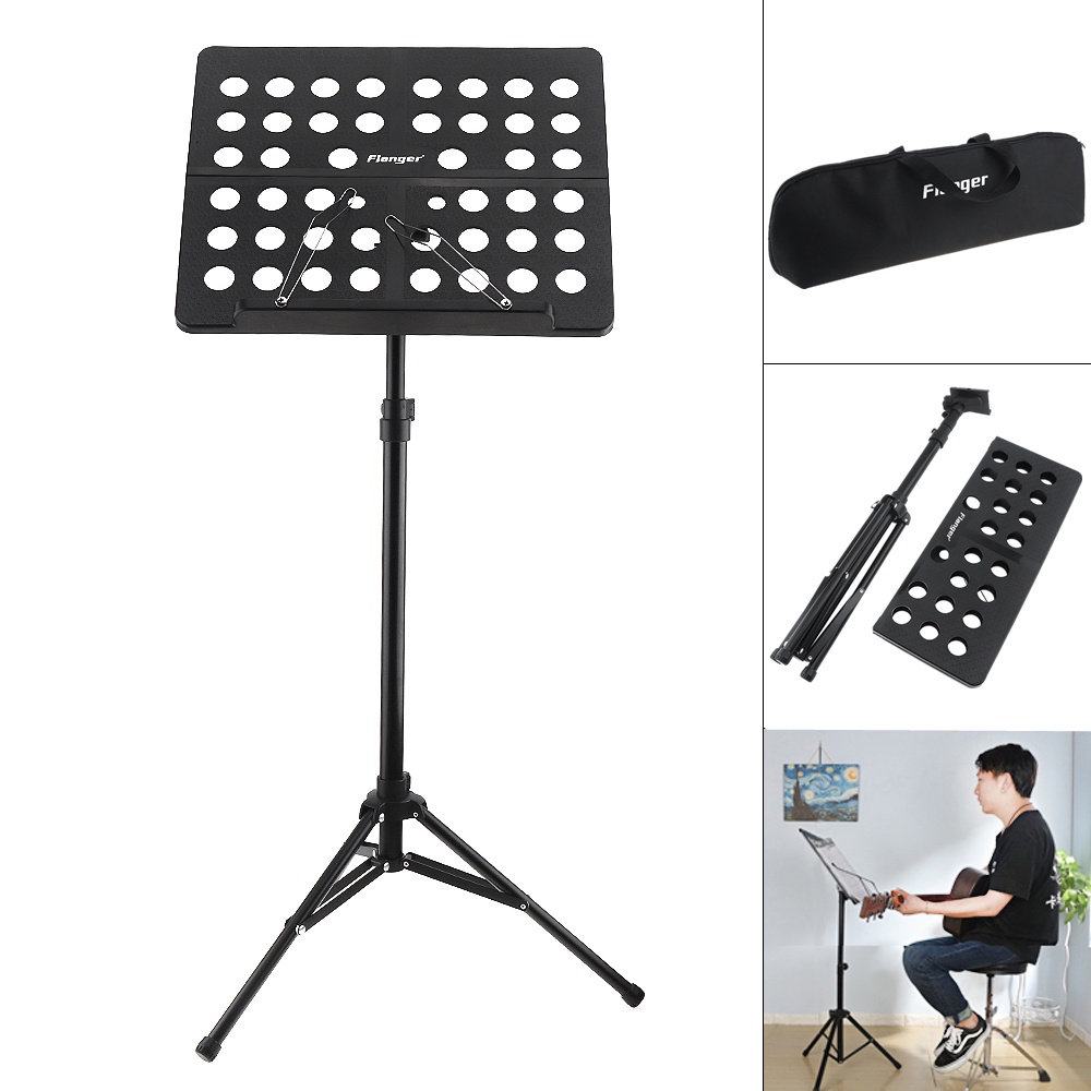 Flanger Tripod Stand Partitur Musik Lipat Ringan Bahan ABS Aluminum Alloy