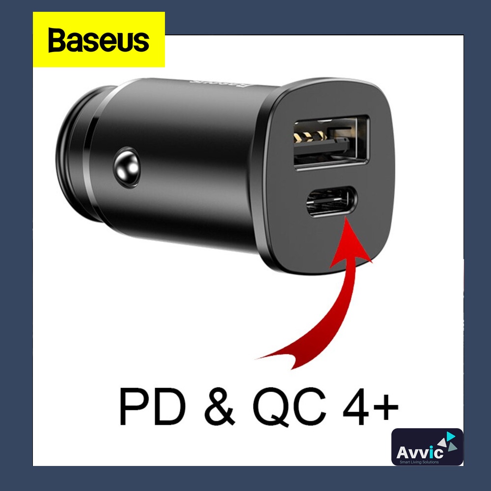 Baseus PPS Car Charger Mobil Dual Port 30W USB Quick Charge 4.0 Type C PD 3.0 New Series BS-C15C