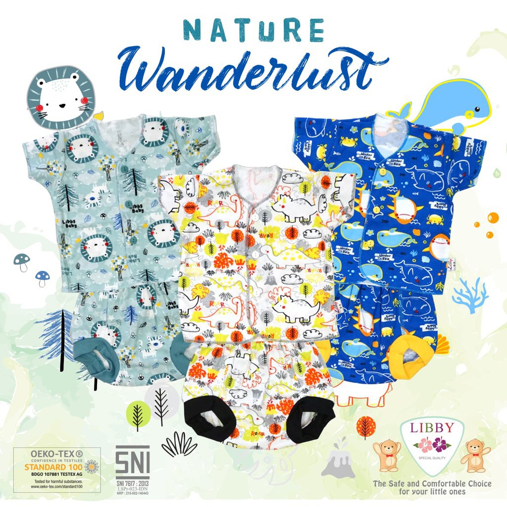 3 SET Baju  Bayi  Libby  Setelan Baju  Lengan  Pendek  Celana 