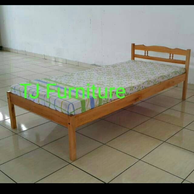 Single Bed Tempat  tidur  kayu  Ranjang kayu  No  4 uk 90 x200 