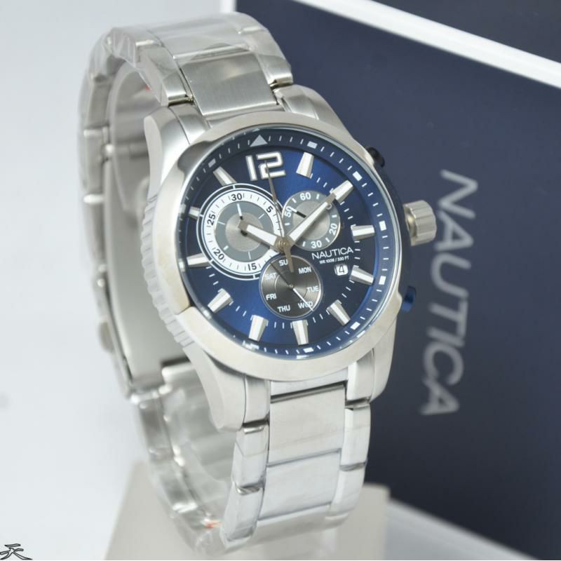 Jam Tangan Pria Nautica A17548G Silver Rantai Original Murah