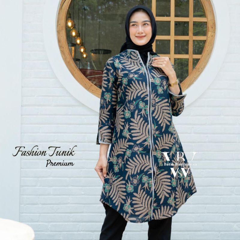 Baju Batik Couple Sarimbit Modern Trendy Tunik Ziper Busui Frendly