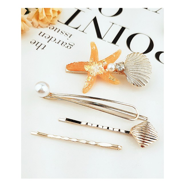 LRCJepit Rambut Fashion Starfish Pearl Hairpin Hairpin F5696X