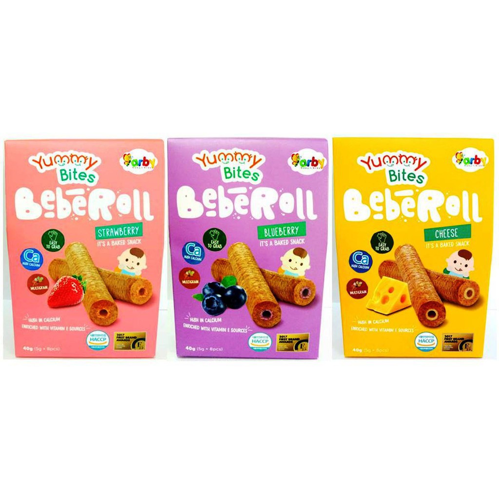 Yummy Bites Beberoll / Yummy Bites Bebe Roll Non MSG Non Pengawet Snack MPASI / Snack Bayi / Snack Anak / Cemilan Bayi / Cemilan Anak Beberoll Blueberry Strawberry Chesse Orange Chocolate Banana Supercorn Omo Snack Sehat Bayi Baby Anak