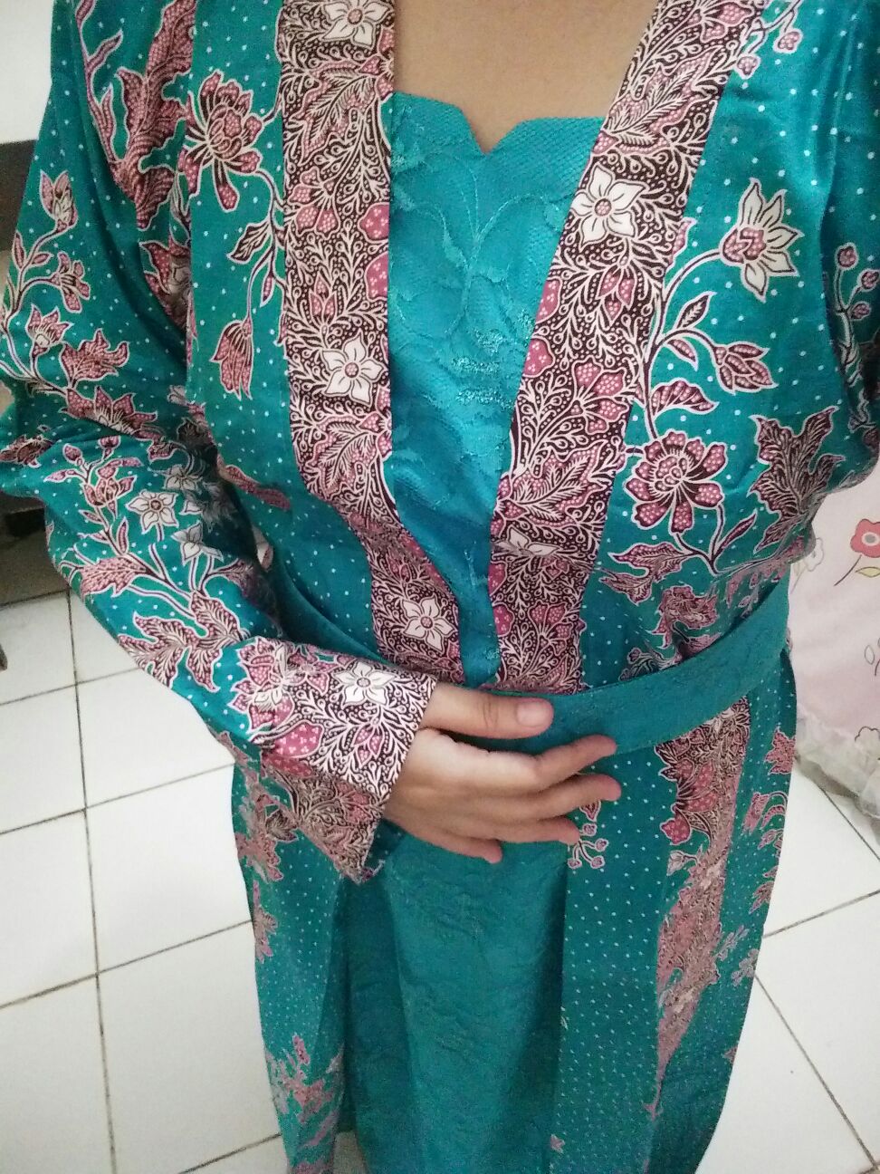 Sarimbit Couple Batik Keluarga/family Gamis Muslim Krisdayanti (kd) Dsr Warna Toska