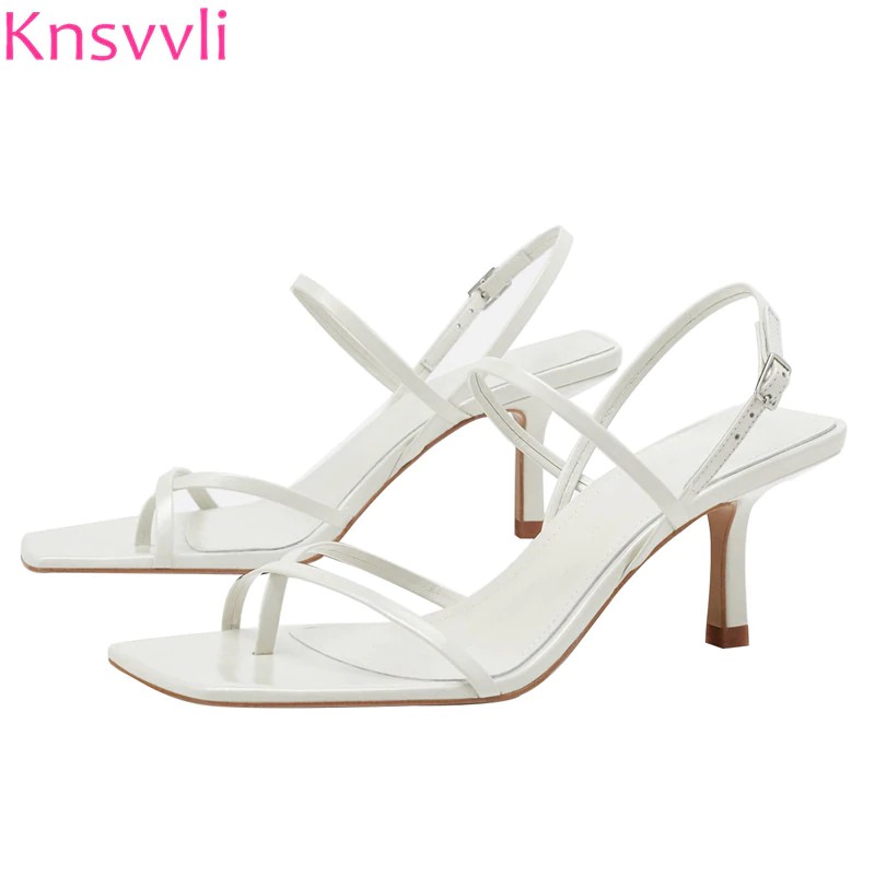 narrow white sandals