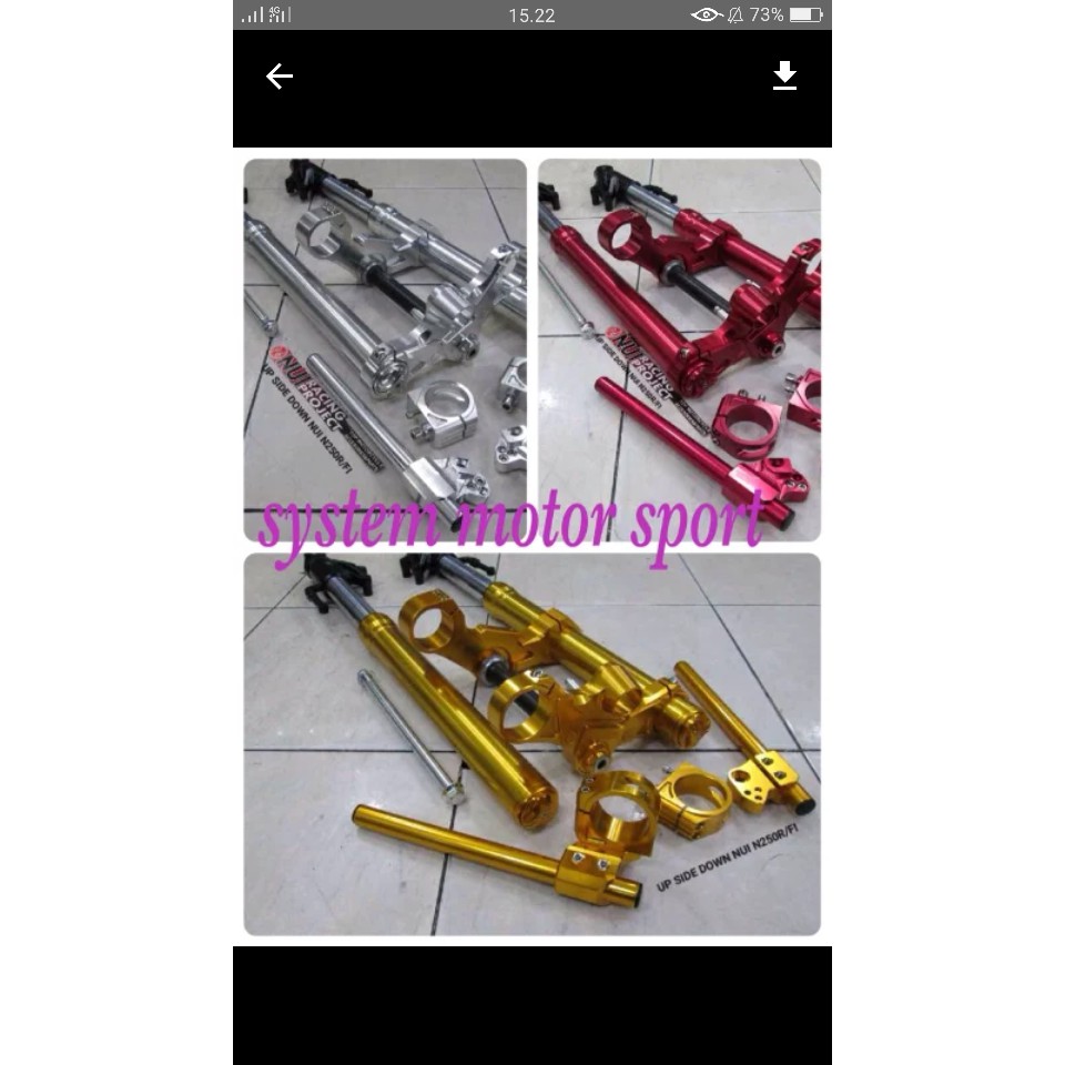 Barang Berkualitas UP SIDE DOWN NINJA 250 N250 NUI RACING INCLUDE STANG JEPIT NUI RACING racing bala