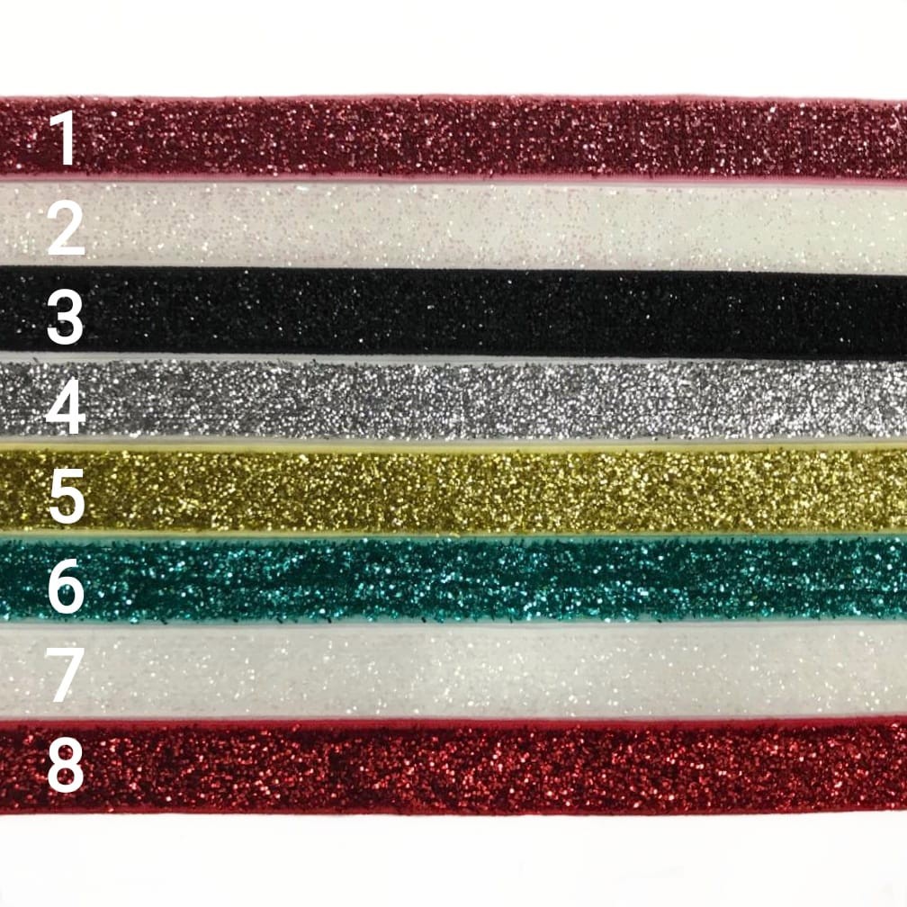 1 YARD - 1 CM TALI ELASTIS VELVET GLITER | BAHAN HEADBAND BABY ( 3/8&quot;)