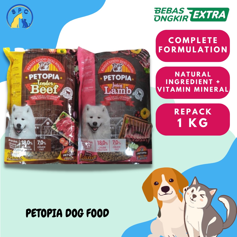 Makanan Anjing PETOPIA DOG FOOD Repack 1 Kg Pakan Anjing Lamb Beef