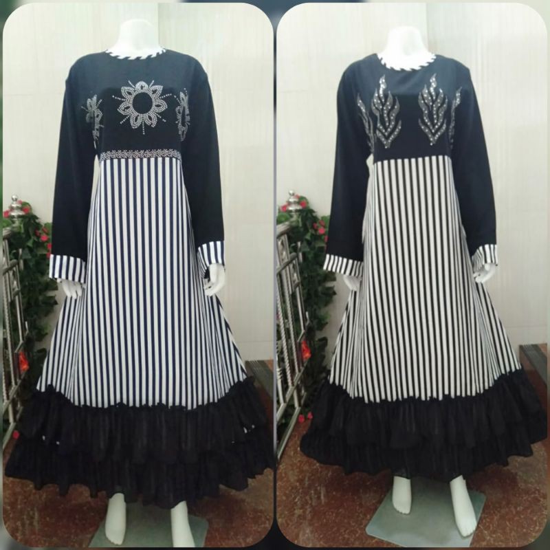 abaya salur rample/gamis hitam