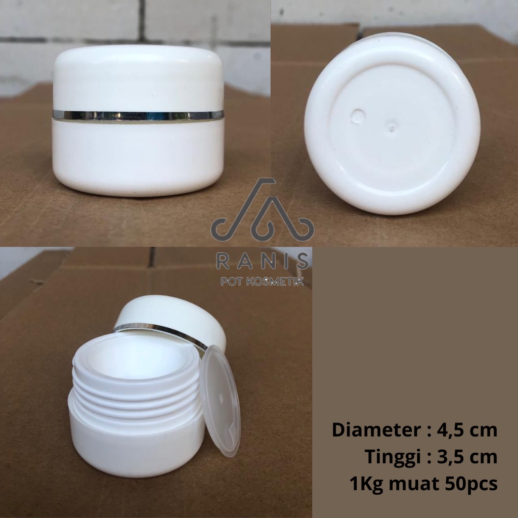 Pot Cream 15gr putih list silver titik 2