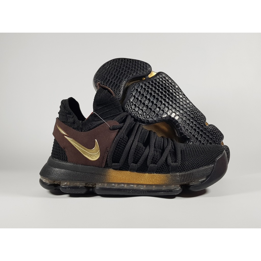 Sepatu Basket Nike zoom KD 10 Black Gold Dark Red