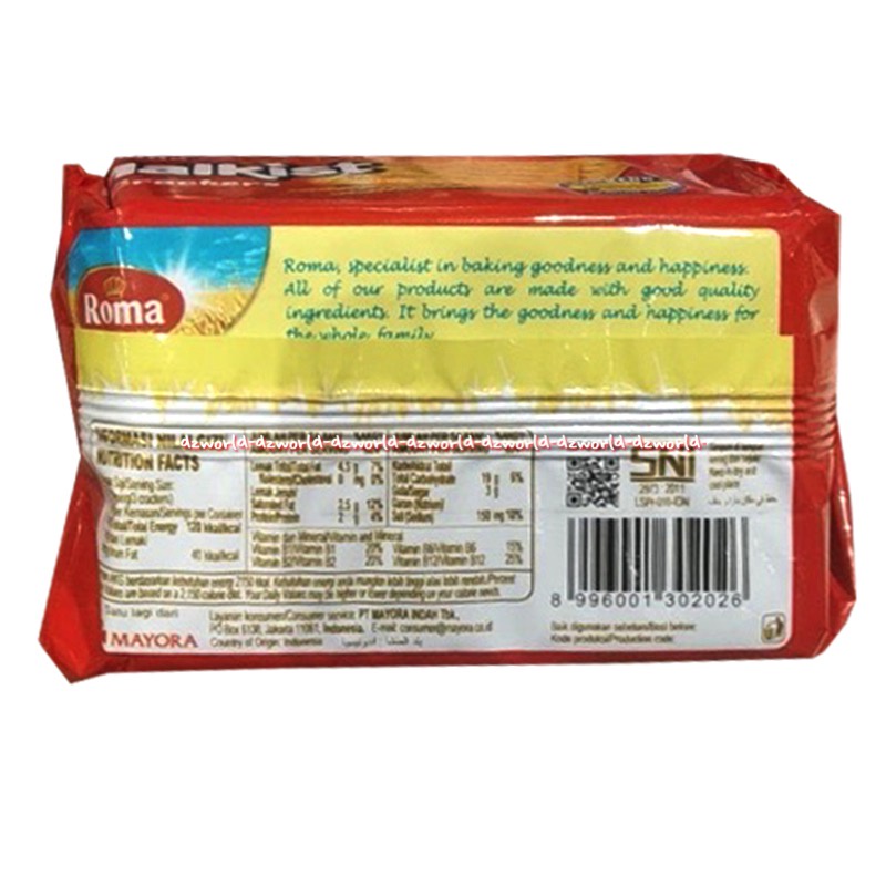 Roma Malkist Crackers 135gr Biskuit Roma Gula Cemilan Snack Krakers Malkis