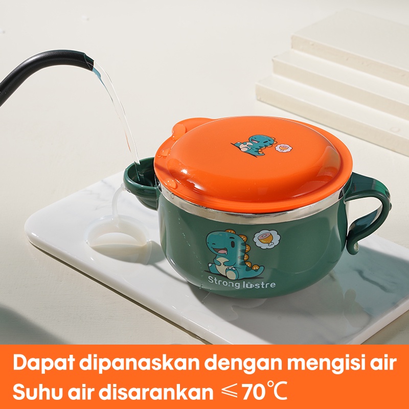Letyeah &amp; Kaizenliving kotak mangkuk makan Bayi Anti Panas/Peralatan Makan Mangkuk Mie Stainless baby safe