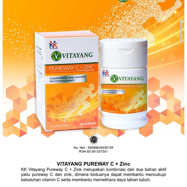 VITAMIN C ZINK, VITAYANG PUREWAY C VITAYANG, KK SUPLEMEN MENJAGA DAYA TAHAN TUBUH, MULTI VITAMIN