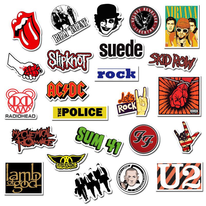 8 PCS STIKER STICKER MOTIF ROCK BAND