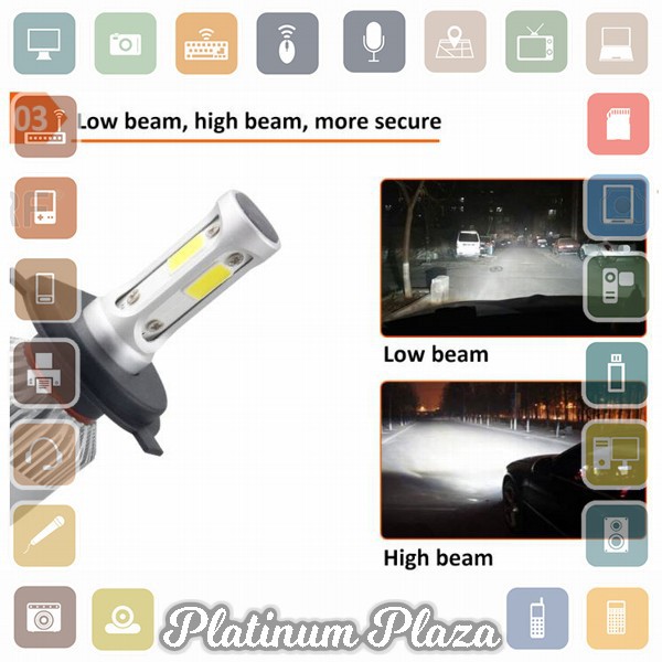 HLXG Lampu Mobil LED COB Headlight 8000LM H1 S2 Chip 2 PCS - Silver`TWZCML-