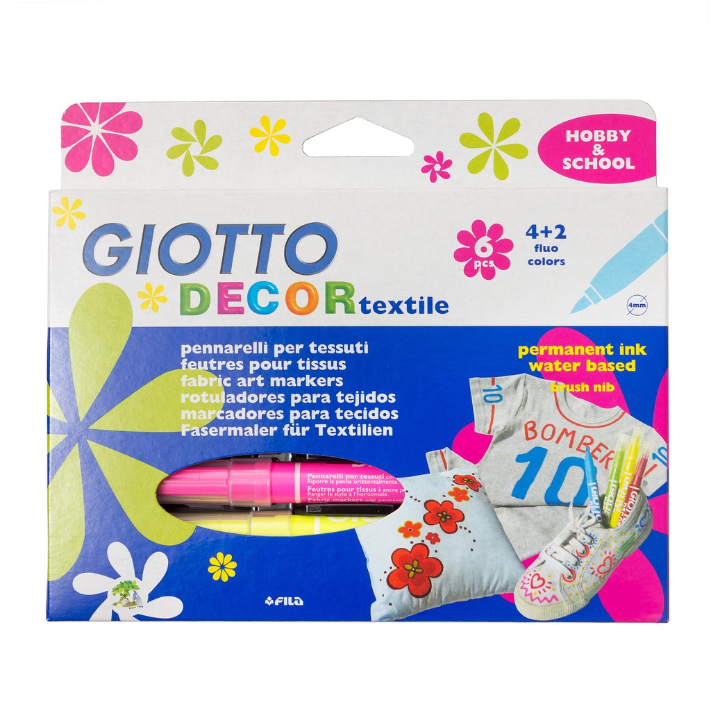 

Giotto Decor Textile Fibre Pens 6 Colors