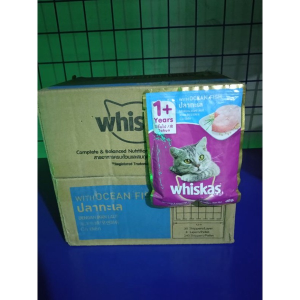 (1dus/24pics) Whiskas pouch 1+ ocean fis 85gram makanan sachet whiskas