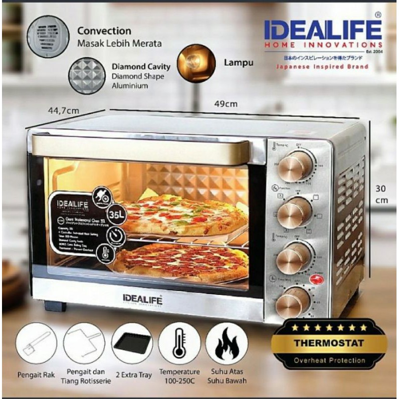 IDEALIFE oven listrik 35 liter IL 335 - big capacity - low watt oven