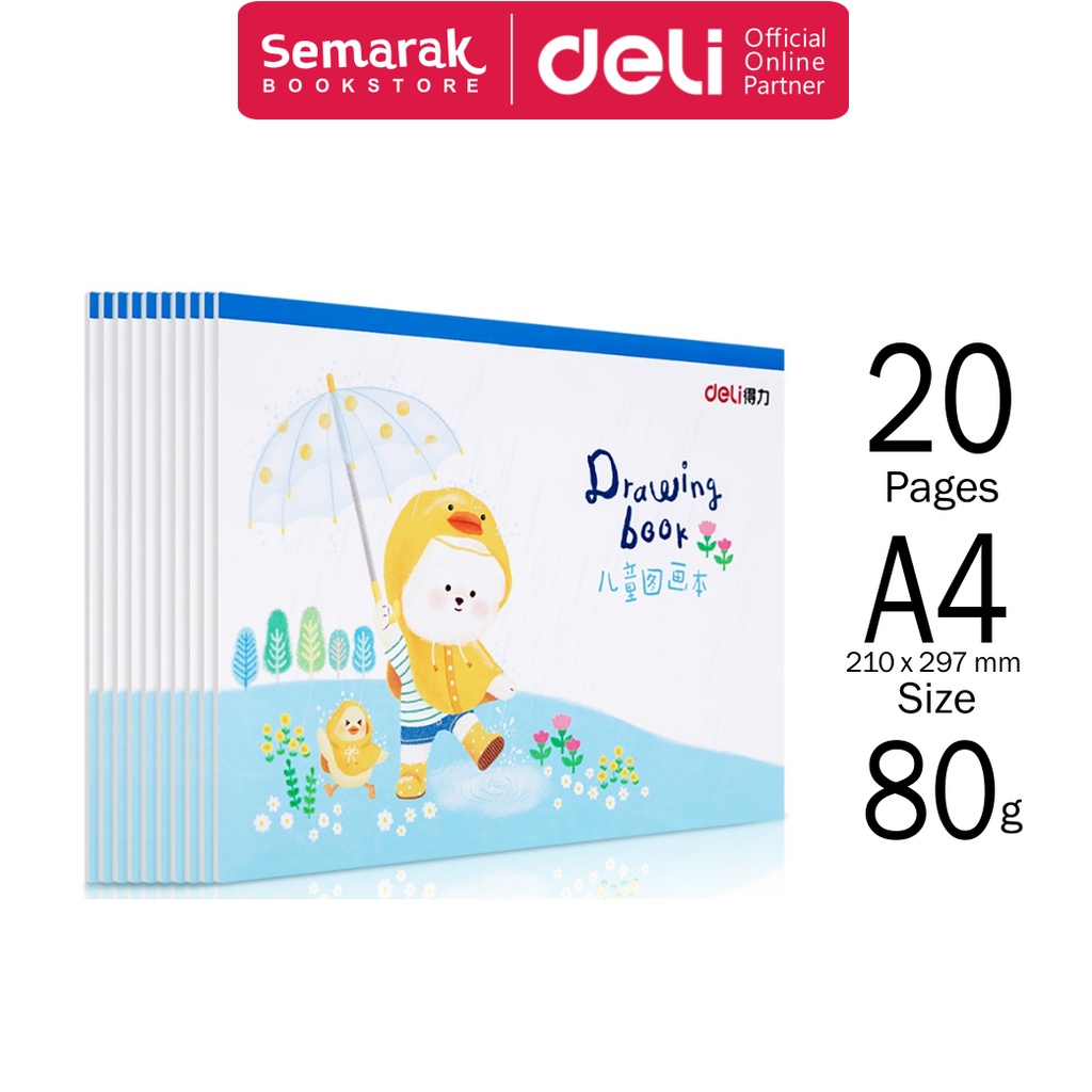 

Deli 73382 Drawing Book Buku Gambar Kertas Tebal Tidak Tembus A4 - Blue [1 Pack / 10 Buku @20 Lembar]