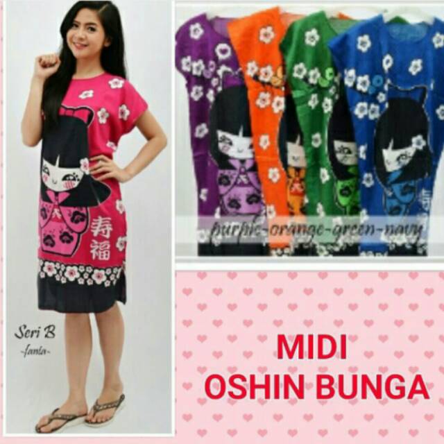 Grosir dan Ecer Daster Midi Oshin Bunga (5 pcs)