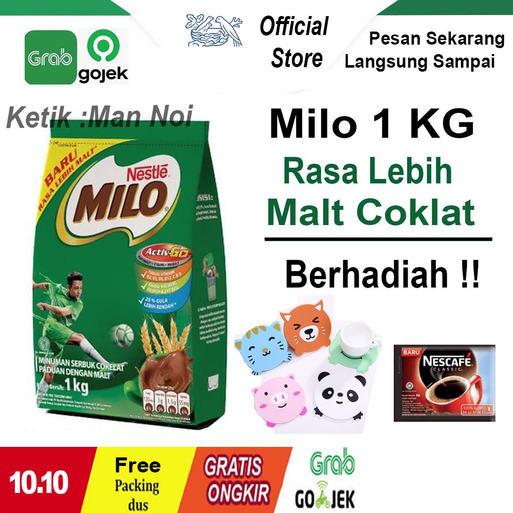 Susu Milo Activ Go Coklat 1 Kg Milo Coklat Rasa Lebih Malt Free Bonus Shopee Indonesia