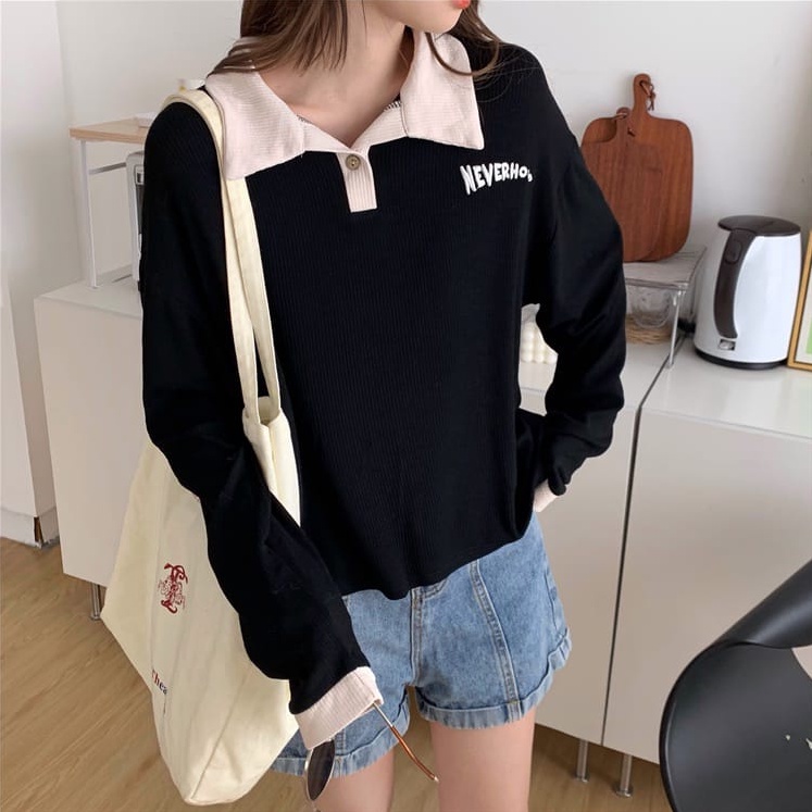 Sweater Wanita | Neverhood Collar Sweater Wanita Korean Style