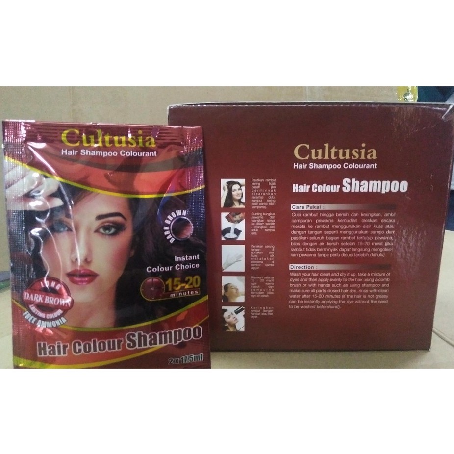Shampo Pewarna Rambut Brown Color,Shampo Cultusia Coklat