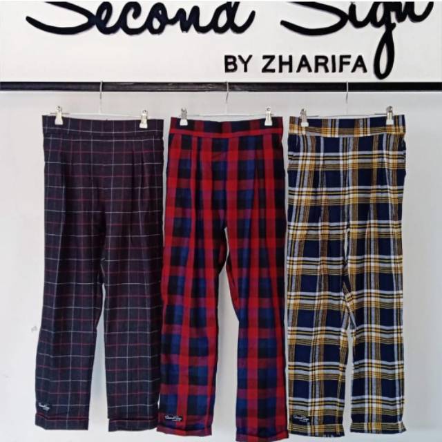 Femy Pant Original Secondsign / Celana Kotak-kotak Second sign