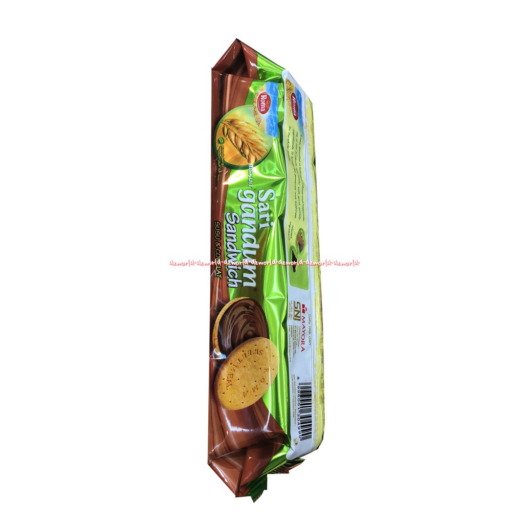 Roma Sari Gandum Sandwich Susu &amp; Coklat Biskuit Cemilan 115gr