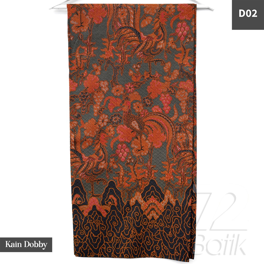 KAIN BATIK PREMIUM Bahan Dobby Motif Jago Alas Warna Hitam Black Orange 721652 Cap 72 Jarik Jarit Samping Kebat Panjang Batik Dobby Modern Premium Bahan Seragam Batik Pernikahan Kantor Keluarga Murah Kamen Jadi Batik Bali Lembaran