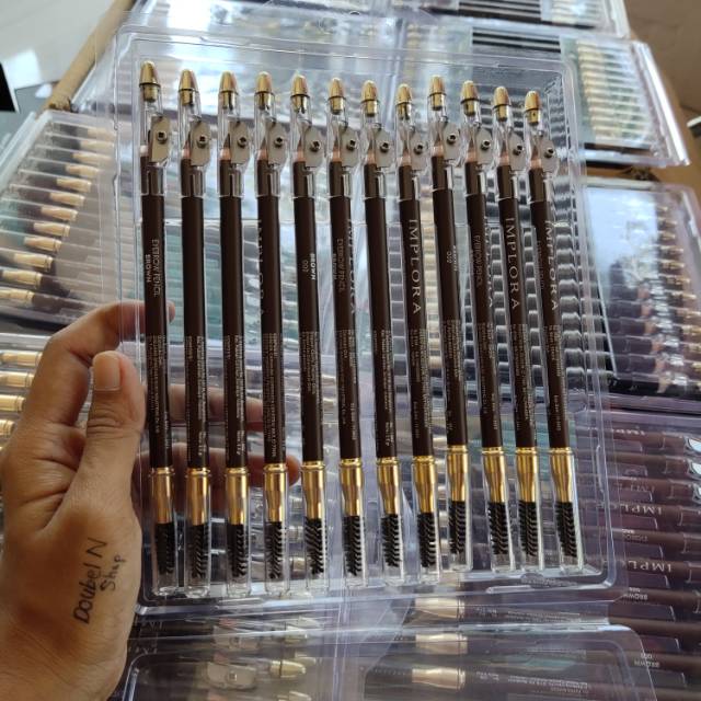 Pensil Alis Implora 2 in 1 Coklat dan Hitam