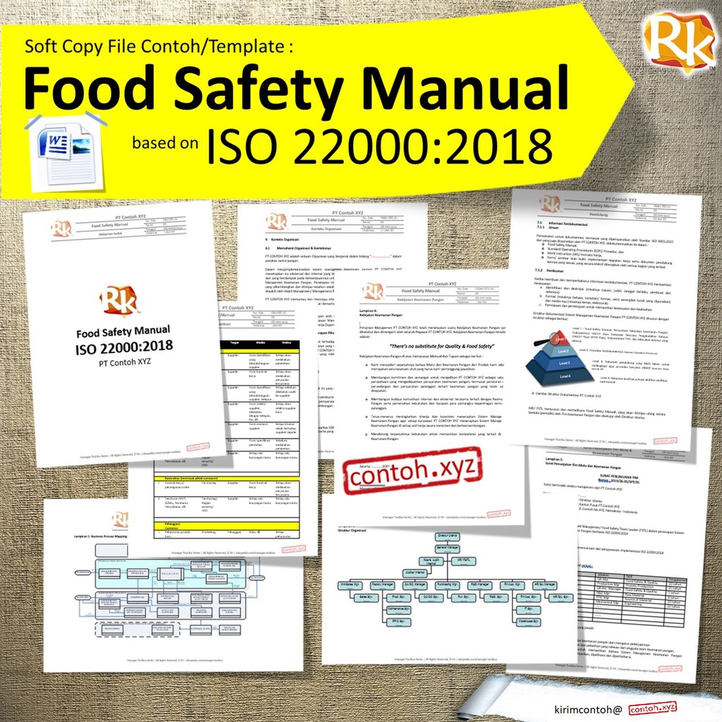 Contoh Template Softcopy Food Safety Manual Iso 22000 2018 Bahasa Indonesia Editable Shopee Indonesia